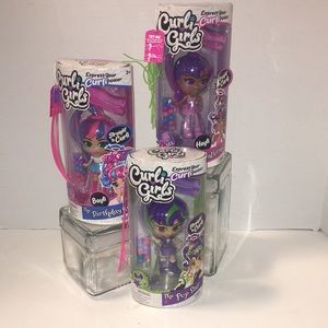 CURLI GIRLS DOLLS SET OF 3 NWT NEVER USED STILL IN PACKAGES.